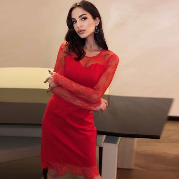 women lace patchwork sheath party dress long sleeve o neck solid elegant casual mini dress spring new fashion dress 210412, Black;gray
women lace patchwork sheath party dress long sleeve o neck solid elegant casual mini dress spring new fashion dress 210412, Black;gray