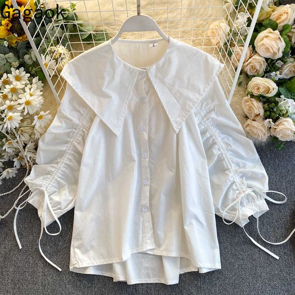 streetwear women blouse spring autumn solid peter pan collar puff sleeve loose casual simple fashion shirts 210531, White
streetwear women blouse spring autumn solid peter pan collar puff sleeve loose casual simple fashion shirts 210531, White