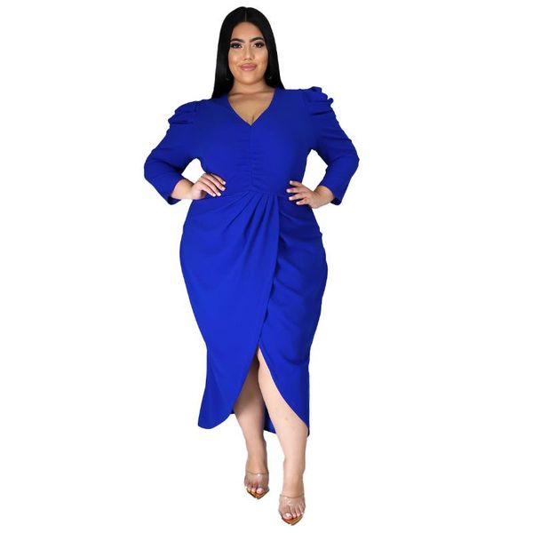 plus size dresses women dress v-neck solid split long sleeve office large fall clothing midi vestido irregular green, Black
plus size dresses women dress v-neck solid split long sleeve office large fall clothing midi vestido irregular green, Black