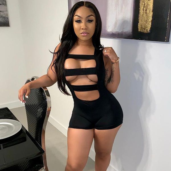 women's shorts lady sleeveless jumpsuit with hollow stitching,2021 fashion skinny fit solid color summer female clothing, White;black
women's shorts lady sleeveless jumpsuit with hollow stitching,2021 fashion skinny fit solid color summer female clothing, White;black