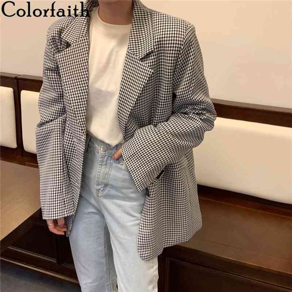 colorfaith new autumn winter women's blazers plaid buttons pockets jackets checkered vintage oversize lady wild jk7966 210413, White;black
colorfaith new autumn winter women's blazers plaid buttons pockets jackets checkered vintage oversize lady wild jk7966 210413, White;black