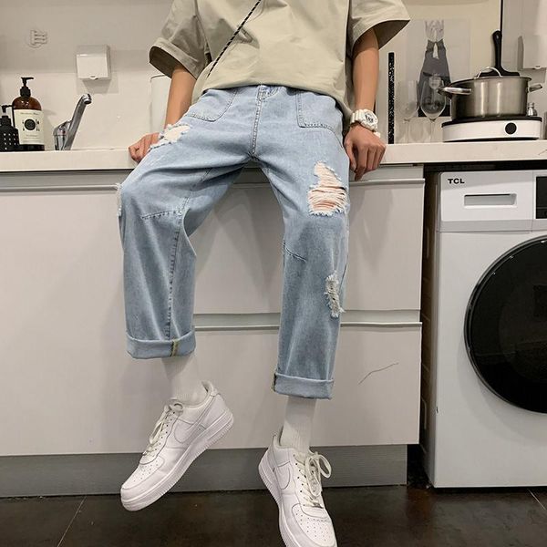pants summer baggy jeans trend retro ins loose straight capris hole tidal current sport streetwear the listing men's, Blue
pants summer baggy jeans trend retro ins loose straight capris hole tidal current sport streetwear the listing men's, Blue