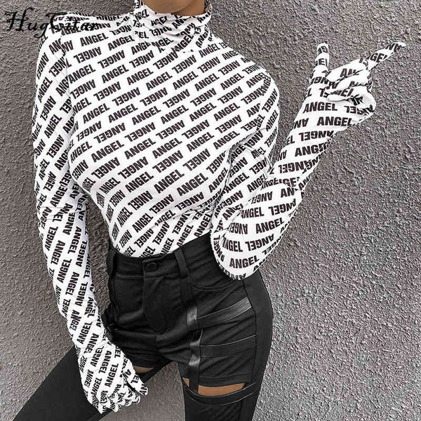 women's t-shirt hugcitar letters print high neck crop with gloves autumn winter women streetwear club outfits t-shirts eodt, White
women's t-shirt hugcitar letters print high neck crop with gloves autumn winter women streetwear club outfits t-shirts eodt, White