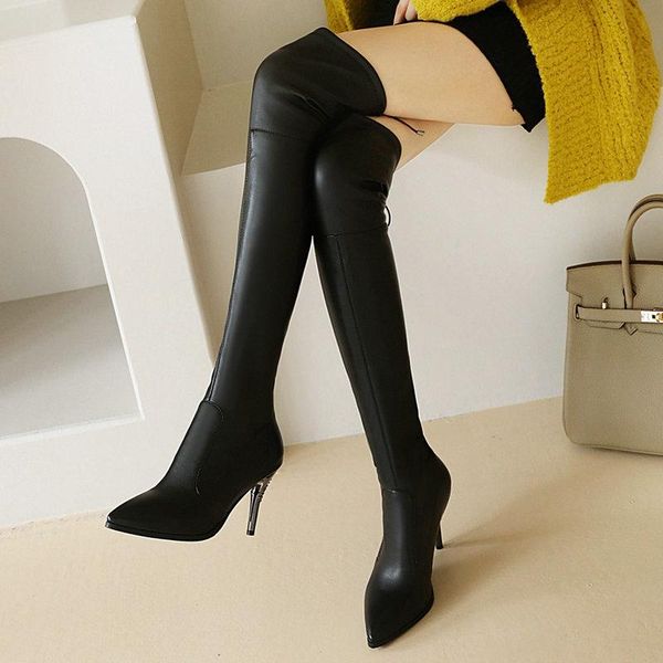 boots 2021 autumn winter big size women's fashion zipper thin high heel over the knee ladies pointed toe stretch, Black
boots 2021 autumn winter big size women's fashion zipper thin high heel over the knee ladies pointed toe stretch, Black
