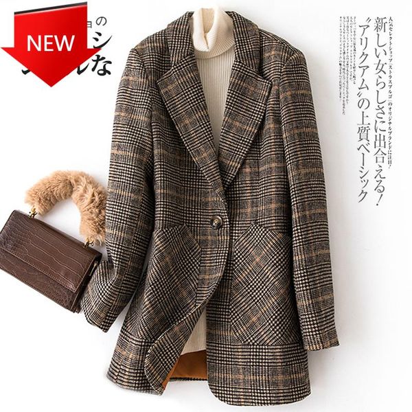 coat autumn winter vintage women plaid suit woolen jacket ladies slim casual wool blazer single breastered women's suits & blazers, White;black
coat autumn winter vintage women plaid suit woolen jacket ladies slim casual wool blazer single breastered women's suits & blazers, White;black