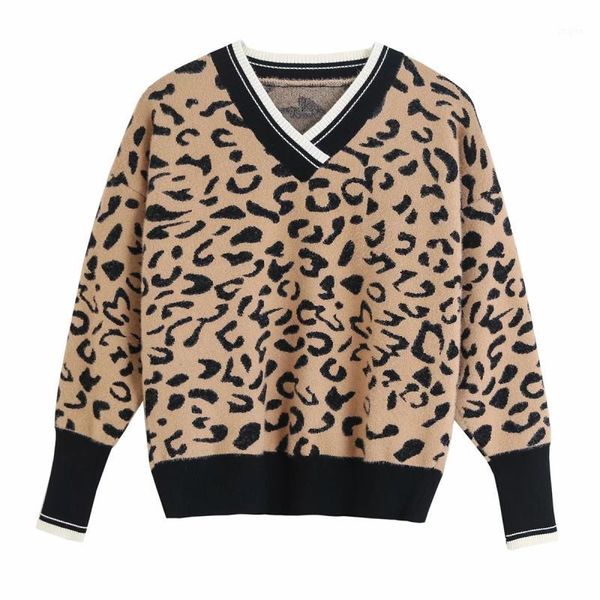 women's sweaters women elegant fashion khaki leopard female chic animals v-neck pullovers girls casual jumpers, White;black
women's sweaters women elegant fashion khaki leopard female chic animals v-neck pullovers girls casual jumpers, White;black