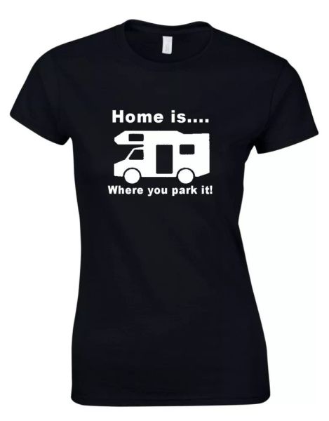 motorhome home is where you park it caravan camping womens funny t-shirt, White;black
motorhome home is where you park it caravan camping womens funny t-shirt, White;black