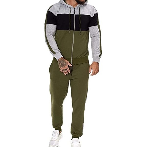 2021 autumn new men's hooded sports set personalized color matching cardigan casual sweater trend, Gray
2021 autumn new men's hooded sports set personalized color matching cardigan casual sweater trend, Gray