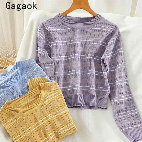 office lady women fashion sweater spring autumn o-neck full short striped sweaters chic wild korean pullovers 210531, White;black
office lady women fashion sweater spring autumn o-neck full short striped sweaters chic wild korean pullovers 210531, White;black