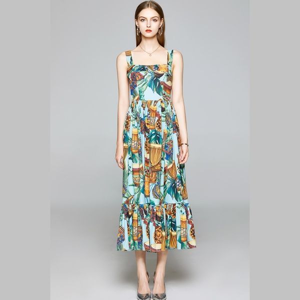 summer brand designer spaghetti strap boho dress women elegant floral print hight waist slim holiday dresses 210514, Black;gray
summer brand designer spaghetti strap boho dress women elegant floral print hight waist slim holiday dresses 210514, Black;gray