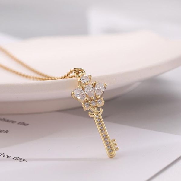 pendant necklaces fashion luxury crystal key necklace for women personality punk gothic gilded choker collar jewelry wholesale, Silver
pendant necklaces fashion luxury crystal key necklace for women personality punk gothic gilded choker collar jewelry wholesale, Silver