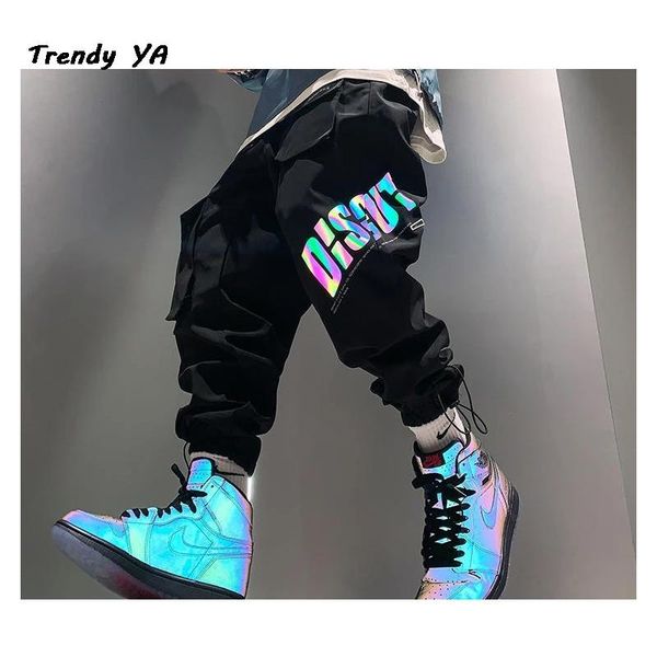 men's fashion mid-waist jogging pants reflective cargo letters multi-pocket black loose trendy hip hop casual
men's fashion mid-waist jogging pants reflective cargo letters multi-pocket black loose trendy hip hop casual