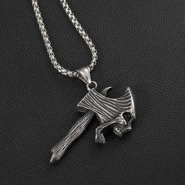 pendant necklaces arrival stainless steel iron color skull axe necklace as men gift with keel chain, Silver
pendant necklaces arrival stainless steel iron color skull axe necklace as men gift with keel chain, Silver
