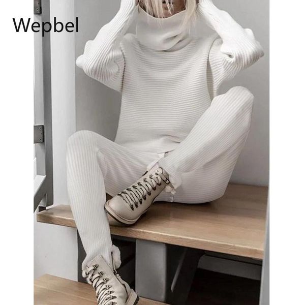 autumn women sweaters sets high collar loose casual 2 piece suit solid color long sleeve pullovers pants women's, White;black
autumn women sweaters sets high collar loose casual 2 piece suit solid color long sleeve pullovers pants women's, White;black