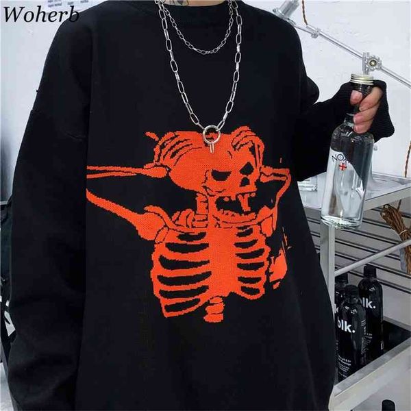 women man autumn winter sweater harajuku skull jacquard fashion knitting sweaters pullover korean loose streetwear 210519, White
women man autumn winter sweater harajuku skull jacquard fashion knitting sweaters pullover korean loose streetwear 210519, White