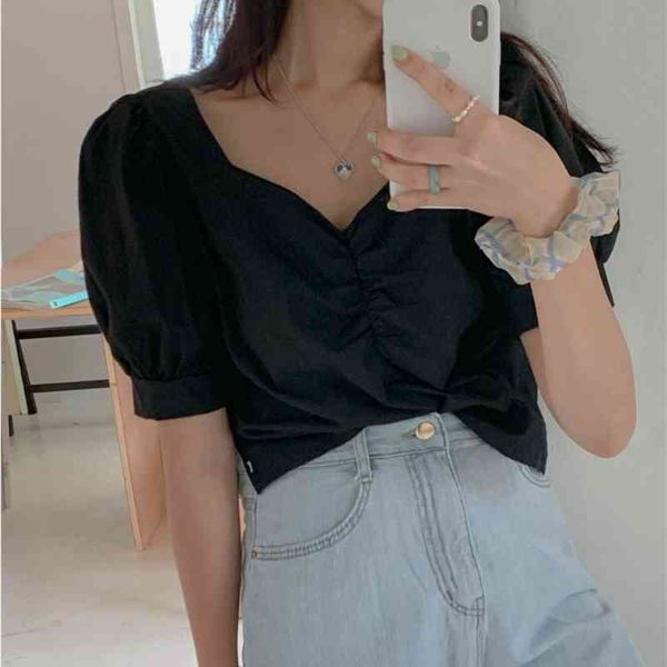 v neck spring vintage black oversize shirt short sleeve girls blouse summer plus size women blouses femme blusas 210417, White
v neck spring vintage black oversize shirt short sleeve girls blouse summer plus size women blouses femme blusas 210417, White