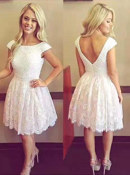 party dresses handmade beaded homecoming capped sleeves v backless cocktail gowns lace short prom vestidos de fiesta, White;black
party dresses handmade beaded homecoming capped sleeves v backless cocktail gowns lace short prom vestidos de fiesta, White;black