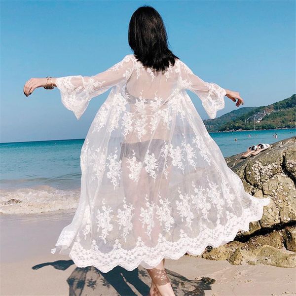 women's blouses & shirts summer loose women thin lace cardigan midi long lady sun protection clothing beach hollow out blusas wz829, White
women's blouses & shirts summer loose women thin lace cardigan midi long lady sun protection clothing beach hollow out blusas wz829, White