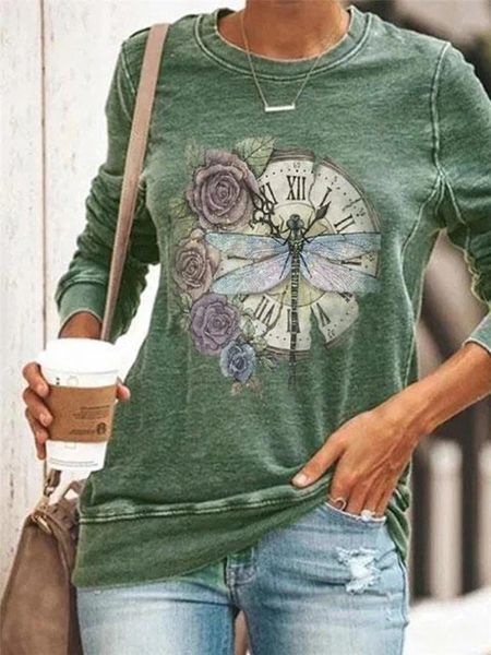 women's t-shirt autumn t shirt printed vintage o neck long sleeve ladies casual pullovers female tshirt, White
women's t-shirt autumn t shirt printed vintage o neck long sleeve ladies casual pullovers female tshirt, White