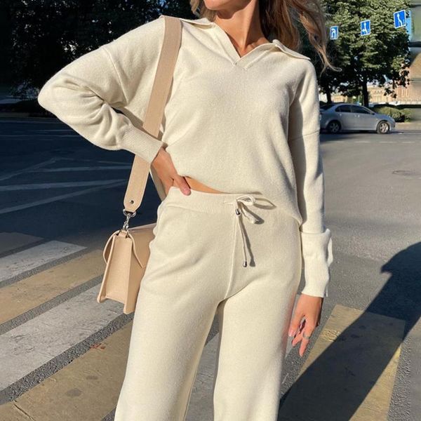 gym clothing women's solid turn down neck knitted sets women 2021 autumn winter casual two pieces sweater and pants loose outfits track, White;black
gym clothing women's solid turn down neck knitted sets women 2021 autumn winter casual two pieces sweater and pants loose outfits track, White;black