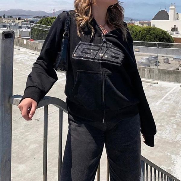 women's hoodies & sweatshirts women harajuku long sleeve jacket rhinestone letters zip up sweatshirt coat oversized loose outwear with, Black
women's hoodies & sweatshirts women harajuku long sleeve jacket rhinestone letters zip up sweatshirt coat oversized loose outwear with, Black