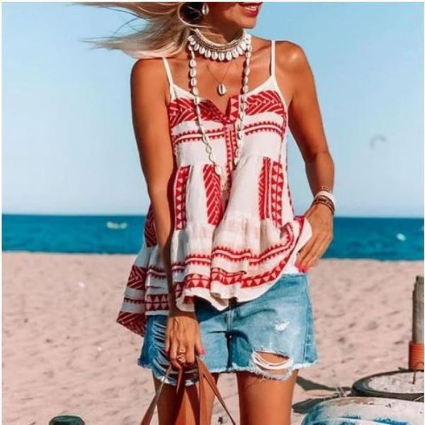 2021 new personality fashion casual beach print small vest women's clothing, White
2021 new personality fashion casual beach print small vest women's clothing, White