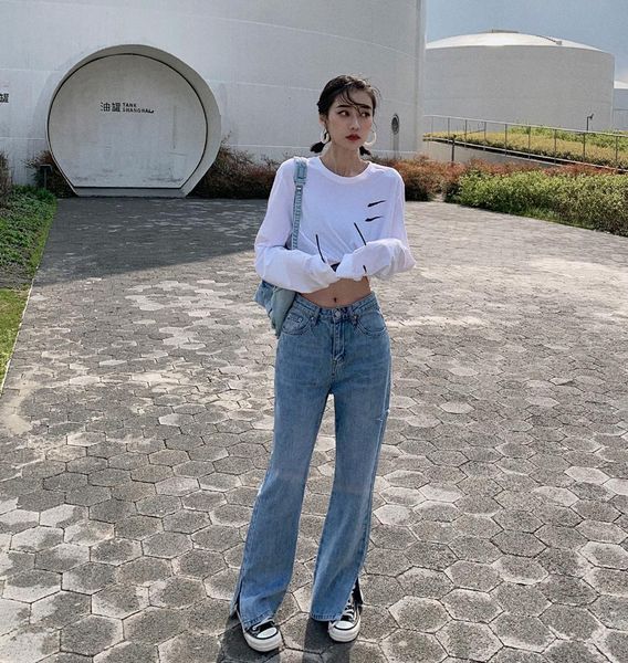 moluleva 2021 female spring torn the hole denim tall-waisted straight side split vintage pant jeans, Blue
moluleva 2021 female spring torn the hole denim tall-waisted straight side split vintage pant jeans, Blue