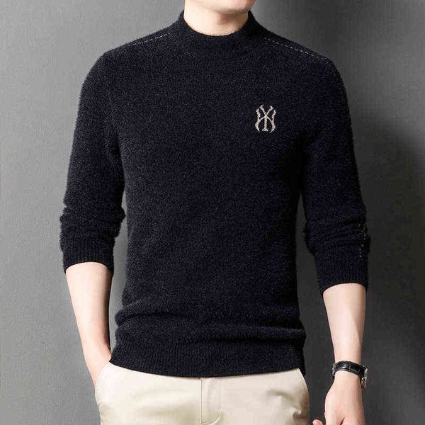 2021 winter men's ferret knitted sweater fashion jacquard slim fit half high neck thickened warm bottom shirt, White;black
2021 winter men's ferret knitted sweater fashion jacquard slim fit half high neck thickened warm bottom shirt, White;black
