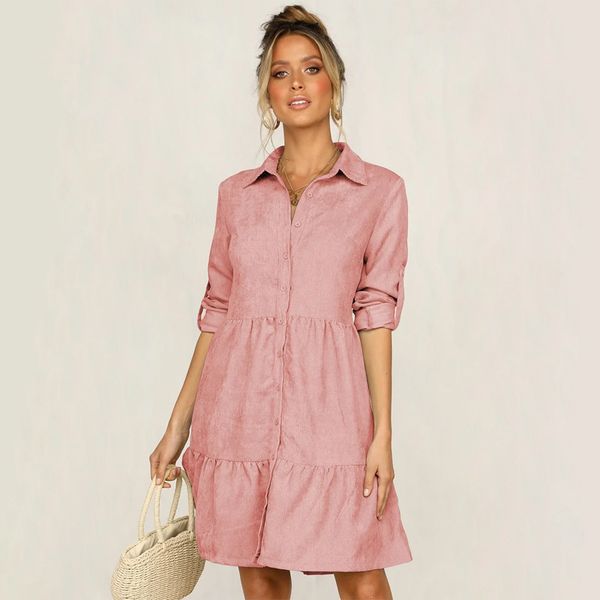 women casual front button sheath ruffeled mini a-line dress turn-down collar 3/4 sleeve solid short shirt dress autumn new dress 210412, Black;gray
women casual front button sheath ruffeled mini a-line dress turn-down collar 3/4 sleeve solid short shirt dress autumn new dress 210412, Black;gray