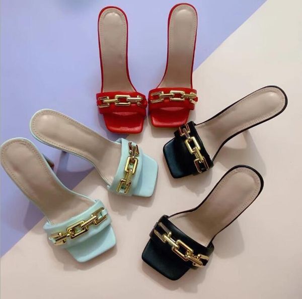 spring/summer single-layer leather metal women slippers fashion square chain high heel sandals beach flip flop 4-11, Black
spring/summer single-layer leather metal women slippers fashion square chain high heel sandals beach flip flop 4-11, Black