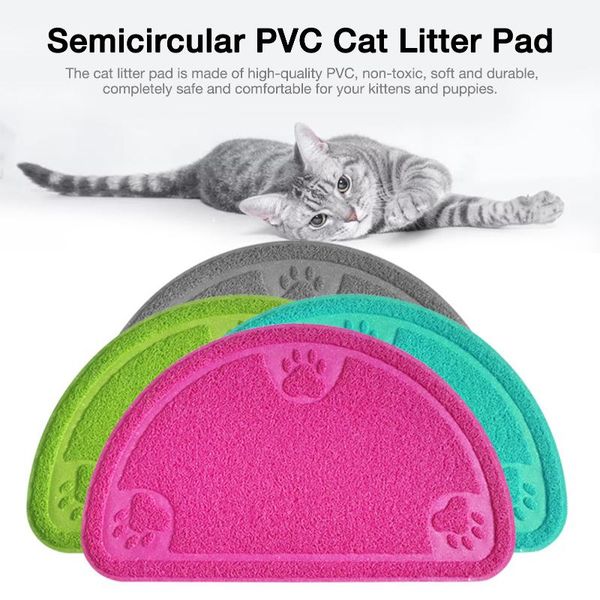 anti-skid cats carpet pvc cute semicircle pet mat water proof cat claw printed placemat dish litter pad kennels & pens