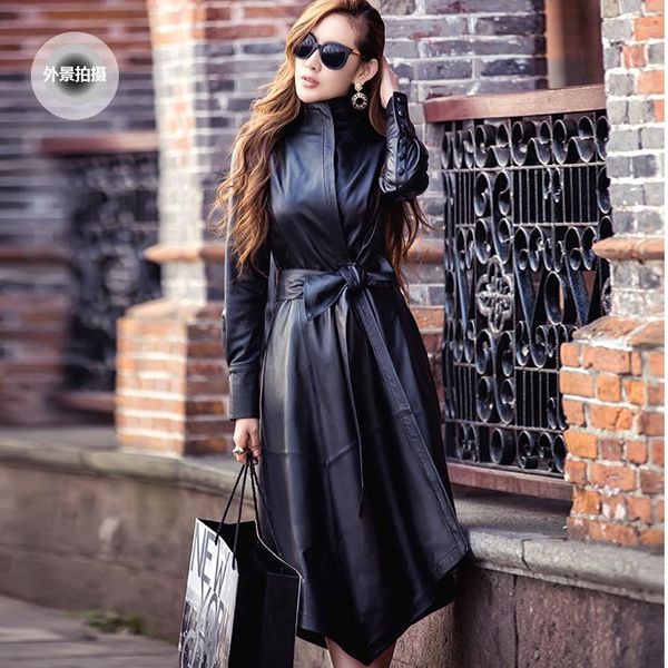 women long imitation sheep skin dress style leather female slim coat in autumn and winter 2021 women's & faux, Black
women long imitation sheep skin dress style leather female slim coat in autumn and winter 2021 women's & faux, Black