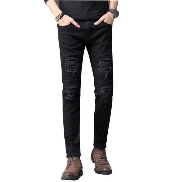 men's pants est arrival men casual trousers solid color high waist male ripped hollow out outfits plus size, Black
men's pants est arrival men casual trousers solid color high waist male ripped hollow out outfits plus size, Black