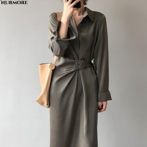 casual dresses nurmore women solid long sleeve satin shirt dress elegant sashes party midi ladies, Black;gray
casual dresses nurmore women solid long sleeve satin shirt dress elegant sashes party midi ladies, Black;gray
