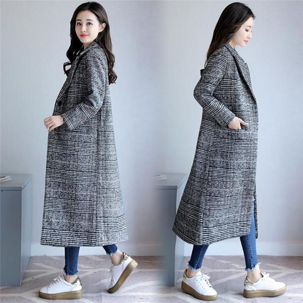 women's wool & blends spring autumn plaid coat fashion long woolen slim type female winter polyester jackets, Black
women's wool & blends spring autumn plaid coat fashion long woolen slim type female winter polyester jackets, Black