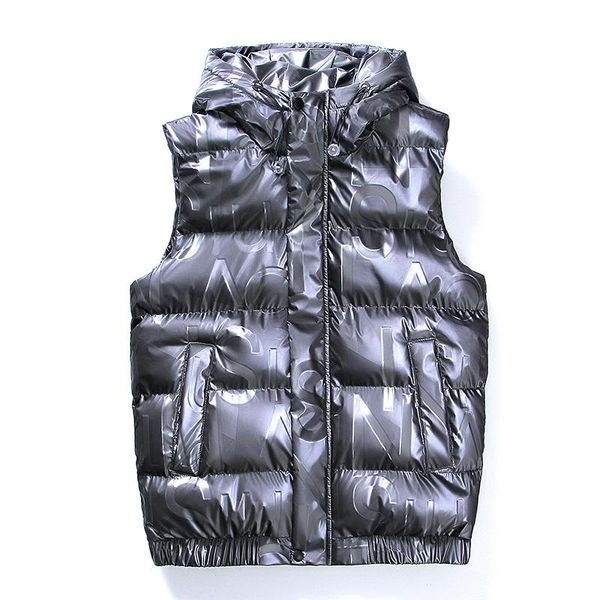 men's vests m-8xl oversize thick vest silk-like cotton padded fashion letter artwork with hooded winter outwear casual student coats 88, Black;white 
men's vests m-8xl oversize thick vest silk-like cotton padded fashion letter artwork with hooded winter outwear casual student coats 88, Black;white