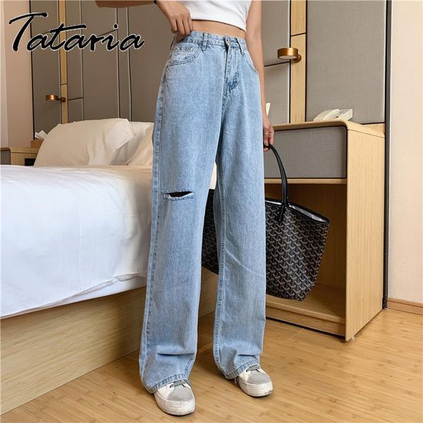 straight leg jeans women plus size ripped pants for spring high waist wide casual loose denim trousers korean women's, Blue
straight leg jeans women plus size ripped pants for spring high waist wide casual loose denim trousers korean women's, Blue