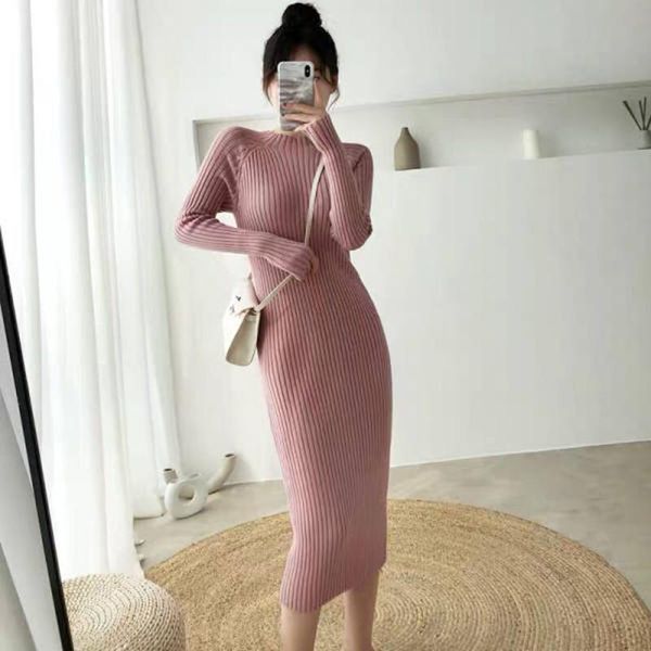 casual dresses women korean knitted midi dress long sleeve elastic slim elegant solid wear autumn winter bodycon chic sweater l544, Black;gray
casual dresses women korean knitted midi dress long sleeve elastic slim elegant solid wear autumn winter bodycon chic sweater l544, Black;gray