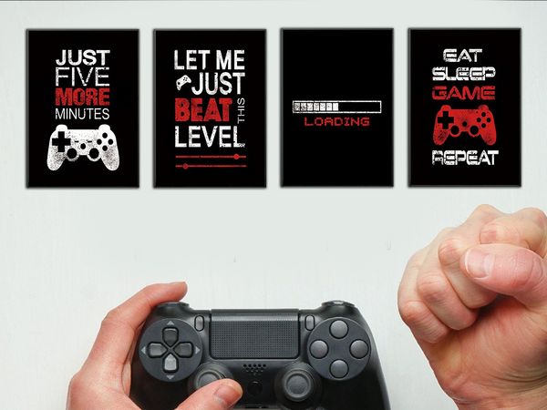 4 panel spray painting video game inspired quotes poster canvas black white red font gaming wall decor boy's room art boyfriend gift wi
4 panel spray painting video game inspired quotes poster canvas black white red font gaming wall decor boy's room art boyfriend gift wi