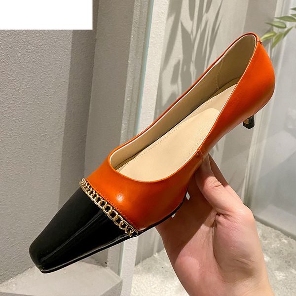 sandals kitten heel square toe pumps women metal chain decor shallow mouth mixed color patchwork loafers runway party shoes for la, Black
sandals kitten heel square toe pumps women metal chain decor shallow mouth mixed color patchwork loafers runway party shoes for la, Black