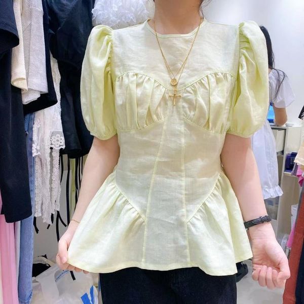 women's blouses & shirts sweet ruffle shirt korean puff sleeve o-neck causal blouse summer solid blusas mujer de moda 2021 fashion, White
women's blouses & shirts sweet ruffle shirt korean puff sleeve o-neck causal blouse summer solid blusas mujer de moda 2021 fashion, White