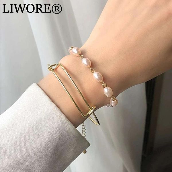 link, chain vintage baroque pearl bracelet alloy fashion gold multilayer bangles women jewelry, Black
link, chain vintage baroque pearl bracelet alloy fashion gold multilayer bangles women jewelry, Black