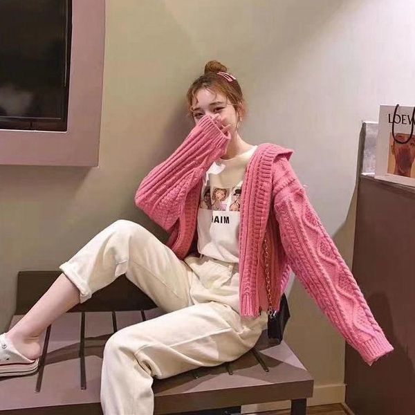 women's knits & tees 2021 autumn winter knitted sweaters female hooded buttons loose cardigans fashionable korean ladies knitwear q767, White
women's knits & tees 2021 autumn winter knitted sweaters female hooded buttons loose cardigans fashionable korean ladies knitwear q767, White