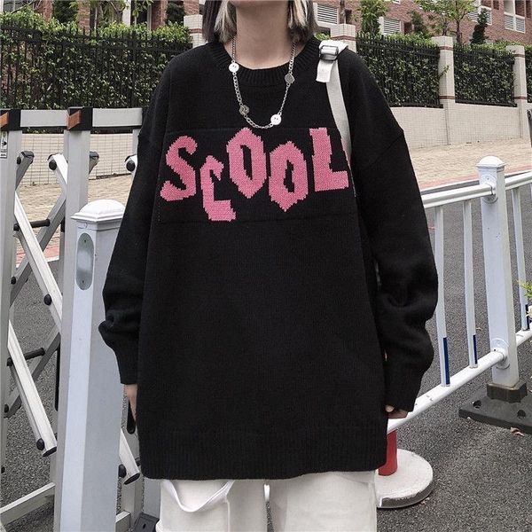 women's sweaters y2k korean autumn o-neck pink letter stitching loose casual thickening soft knitted sweater long-sleeved pullover, White;black
women's sweaters y2k korean autumn o-neck pink letter stitching loose casual thickening soft knitted sweater long-sleeved pullover, White;black