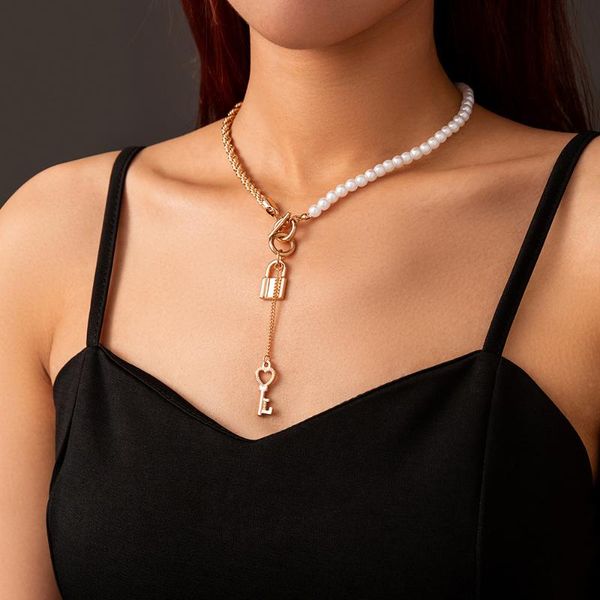 pendant necklaces fashion retro metal lover lock necklace round beads wild clavicle chain female, Silver
pendant necklaces fashion retro metal lover lock necklace round beads wild clavicle chain female, Silver