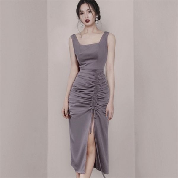 retro women fashion sleeveless drawstring package hip split dress summer suspender bodycon high waist vestido 210519, Black;gray
retro women fashion sleeveless drawstring package hip split dress summer suspender bodycon high waist vestido 210519, Black;gray