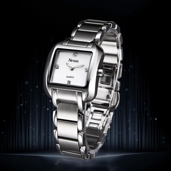 wristwatches switzerland nesun japan quartz movement women's watches waterproof square diamond ladies' clock n6041, Slivery;brown
wristwatches switzerland nesun japan quartz movement women's watches waterproof square diamond ladies' clock n6041, Slivery;brown