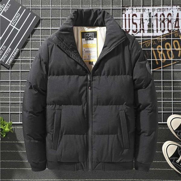 down & cotton men's short autumn and winter plus velvet thick jacket style trendy handsome padded parkas 8xl1 p4ky, Black 
down & cotton men's short autumn and winter plus velvet thick jacket style trendy handsome padded parkas 8xl1 p4ky, Black