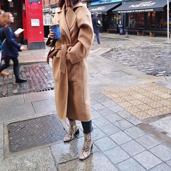 women's wool & blends classic women woolen coat lace-up fashion wild keep warm lady long, Black
women's wool & blends classic women woolen coat lace-up fashion wild keep warm lady long, Black