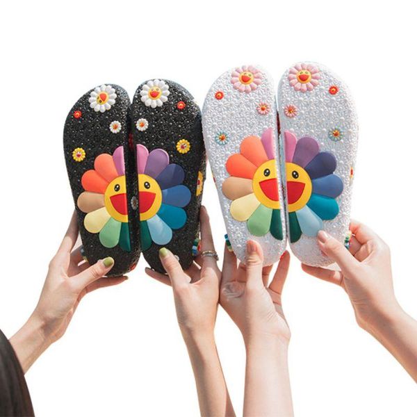 womens slip-on open toe slippers summer slides cute rainbow smiling sunflower printed flat home sandals shower beach shoes, Black
womens slip-on open toe slippers summer slides cute rainbow smiling sunflower printed flat home sandals shower beach shoes, Black